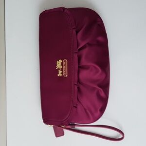Coach Maroon Satin Wristlet Clutch